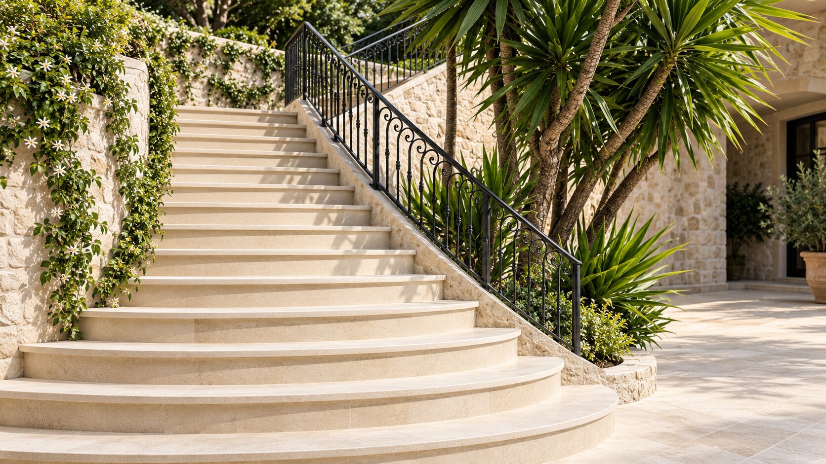 Escalier extérieur en pierre naturelle